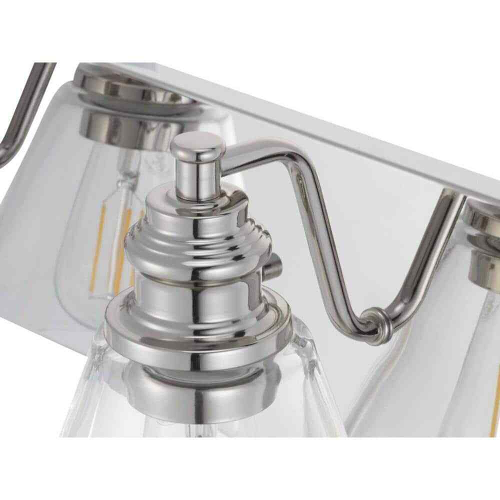 Hampton Bay Manor 15.3 in. 2-Light Polished Nickel Bathroom Vanity Light