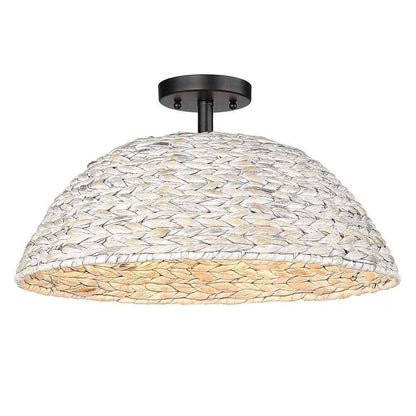 Golden Lighting Rue 18.75 in. 3-Lights Matte Black Semi-Flush Mount
