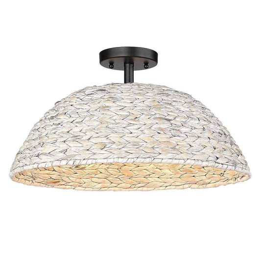 Golden Lighting Rue 18.75 in. 3-Lights Matte Black Semi-Flush Mount