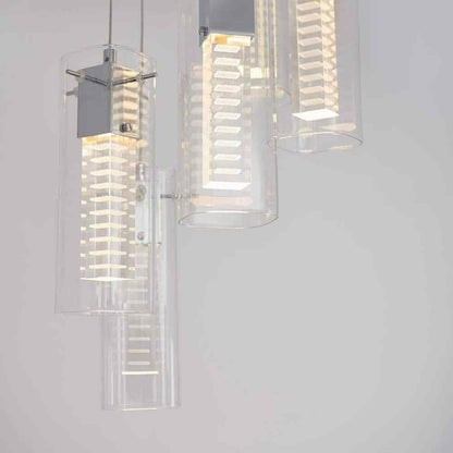 Artika Hologram 5 Light Chrome Modern LED Pendant Light Fixture Kitchen Dining