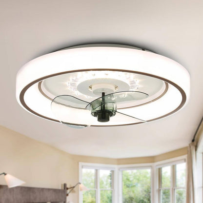 Bella Depot 19 in. Indoor Smart App Control White Ceiling Fan w/ Integrated LED
