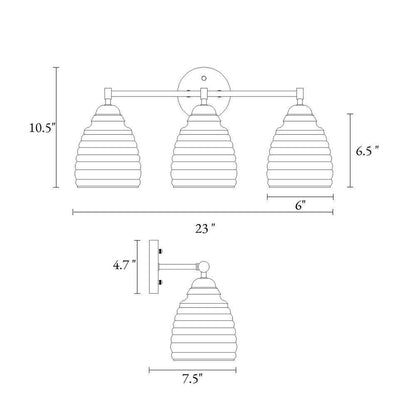LNC Modern Industrial 23 in. 3-Light Plated Brass Bathroom Vanity Light