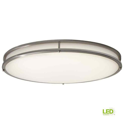 Hampton Bay 24 in. Oval 1-Light Brushed Nickel Dimmable LED Flush Mount