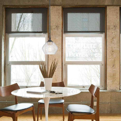 Globe Electric Harrow 1-Light Matte Black Pendant with Clear Glass Shade 60312