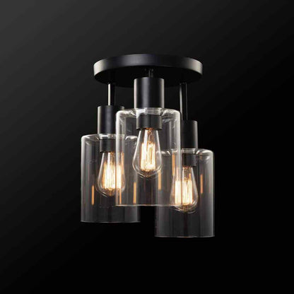 Hampton Bay Sutton Place 3-Light Matte Black Flush Mount Farmhouse Ceiling Light