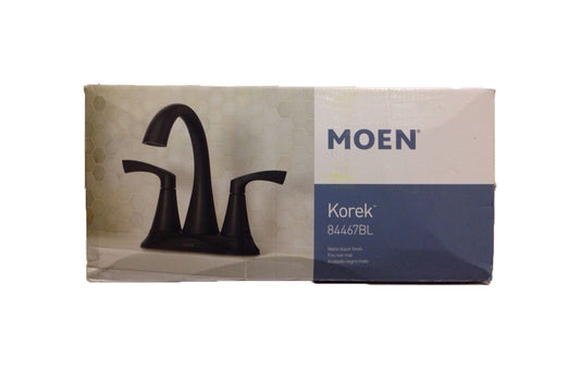 MOEN Korek 4 in. Centerset 2-Handle Bathroom Faucet in Matte Black 84467BL