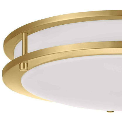 Hampton Bay Flaxmere 14 in. Brushed Gold Dimmable LED Flush Mount Ceiling Light