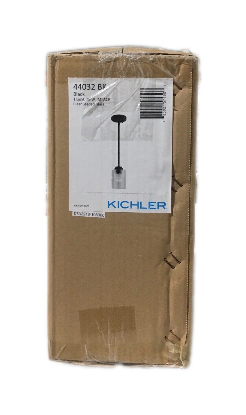 KICHLER Winslow 1-Light Black Contemporary Shaded Kitchen Pendant Hanging Light