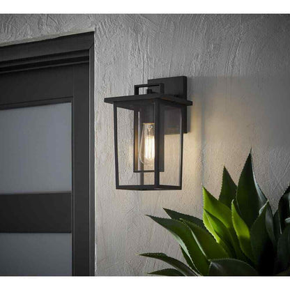 Hampton Bay Keswick Modern 1-Light Matte Black Hardwired Outdoor Wall Sconce