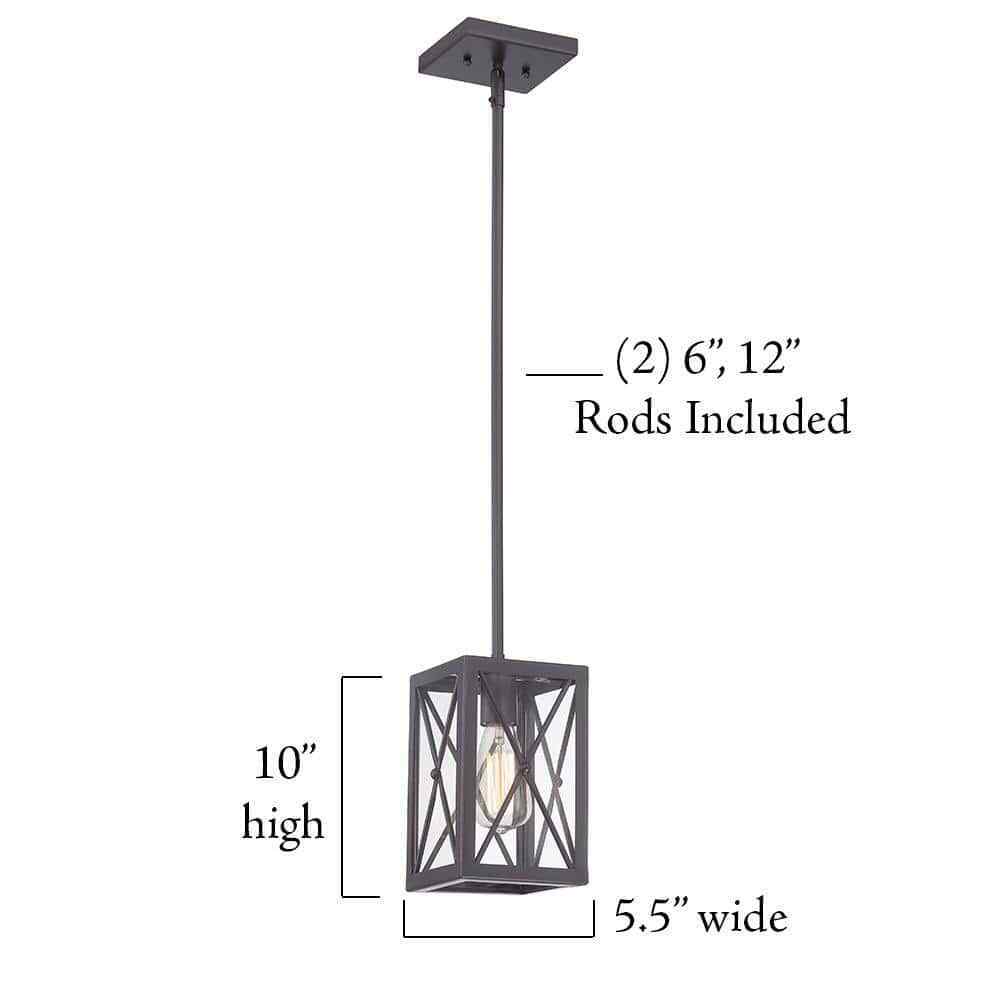 Home Decorators Harwood 60-Watt 1-Light Royal Bronze Mini-Pendant w/ Cage Shade