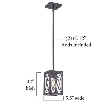 Home Decorators Harwood 60-Watt 1-Light Royal Bronze Mini-Pendant w/ Cage Shade