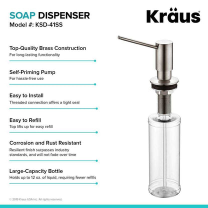 KRAUS Kitchen Soap and Lotion Dispenser in Stainless Steel KSD-41SS