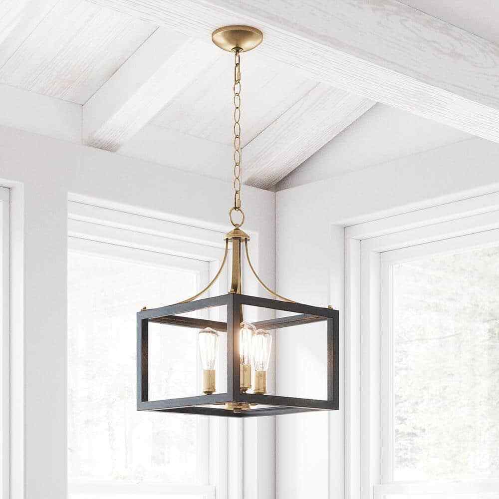 Hampton Bay Boswell Quarter Gold Farmhouse Chandelier w/ Wood Accents