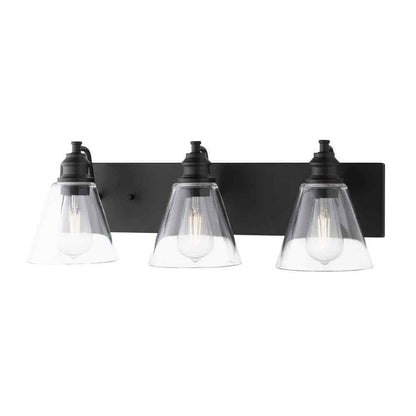Hampton Bay Manor 24 in. 3-Light Matte Black Industrial Bathroom Vanity Light