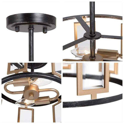 Uolfin Modern 2-Light Antique Brushed Black and Brass Gold Kitchen Ceiling Light