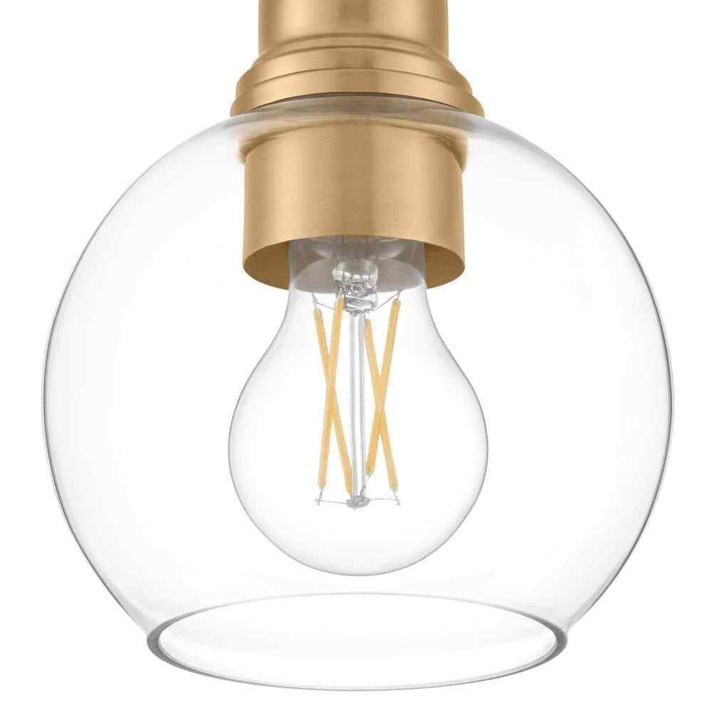 Hampton Bay Florabelle 6 in. W Mini-Pendant Antique Gold Clear Globe Glass Shade