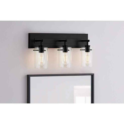 Hampton Bay Regan 21 in. 3-Light Matte Black Bathroom Vanity Light