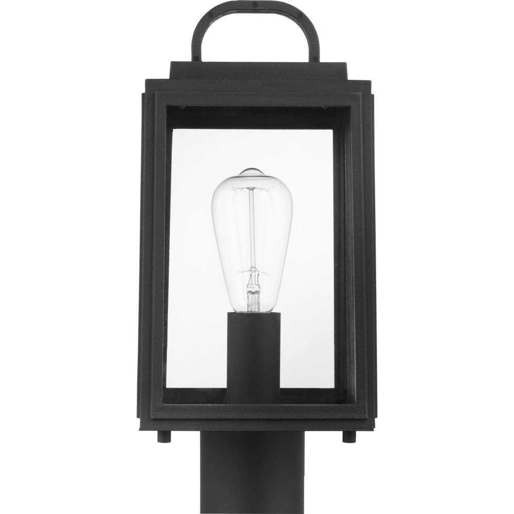 Progress Lighting Grandbury Textured Black Clear Glass Outdoor Post Light
