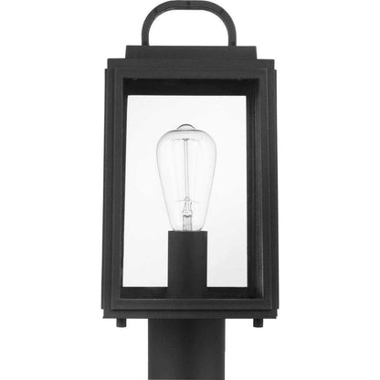 Progress Lighting Grandbury Textured Black Clear Glass Outdoor Post Light