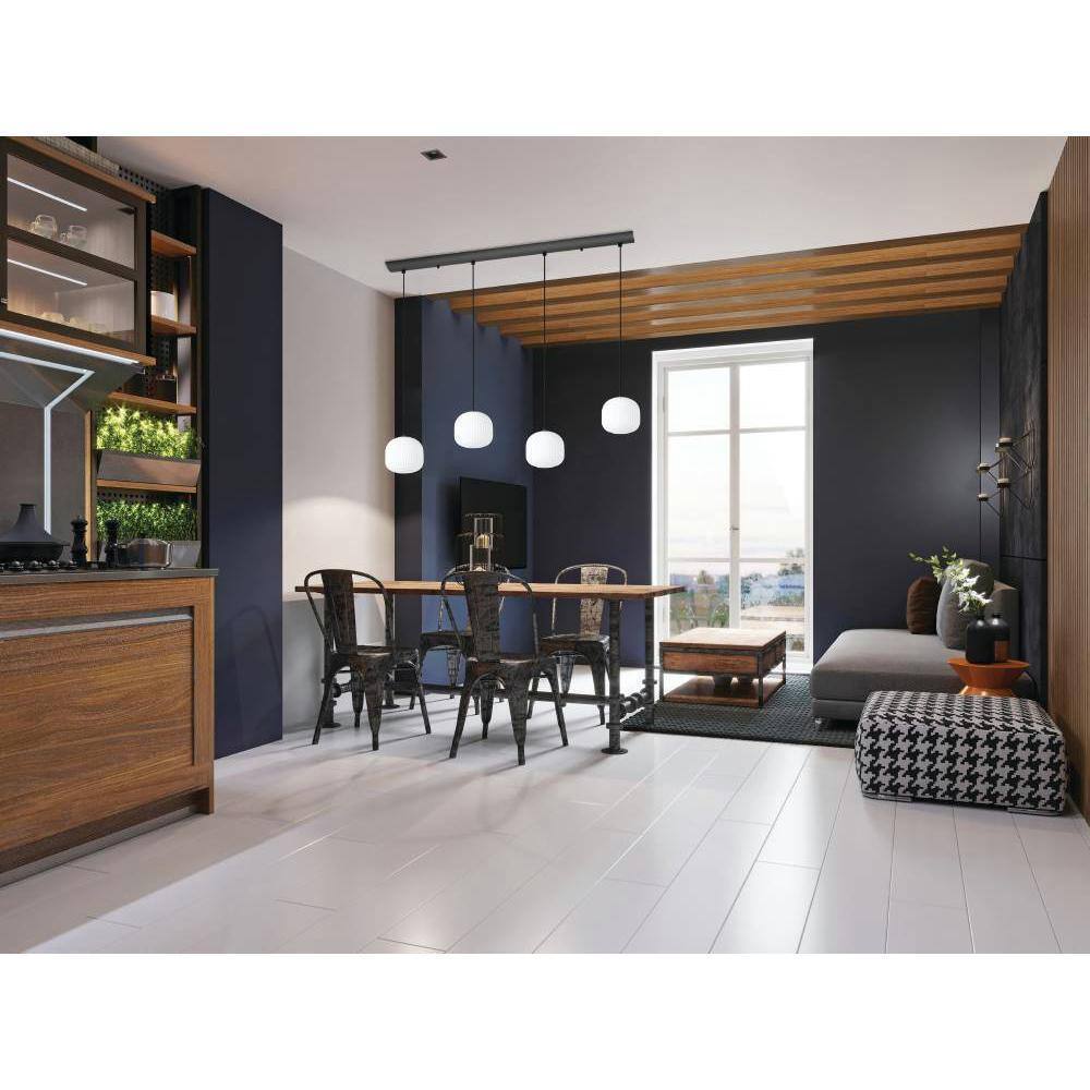 Eglo Mantunalle 1-Light Black Globe Pendant with White Glass Shade