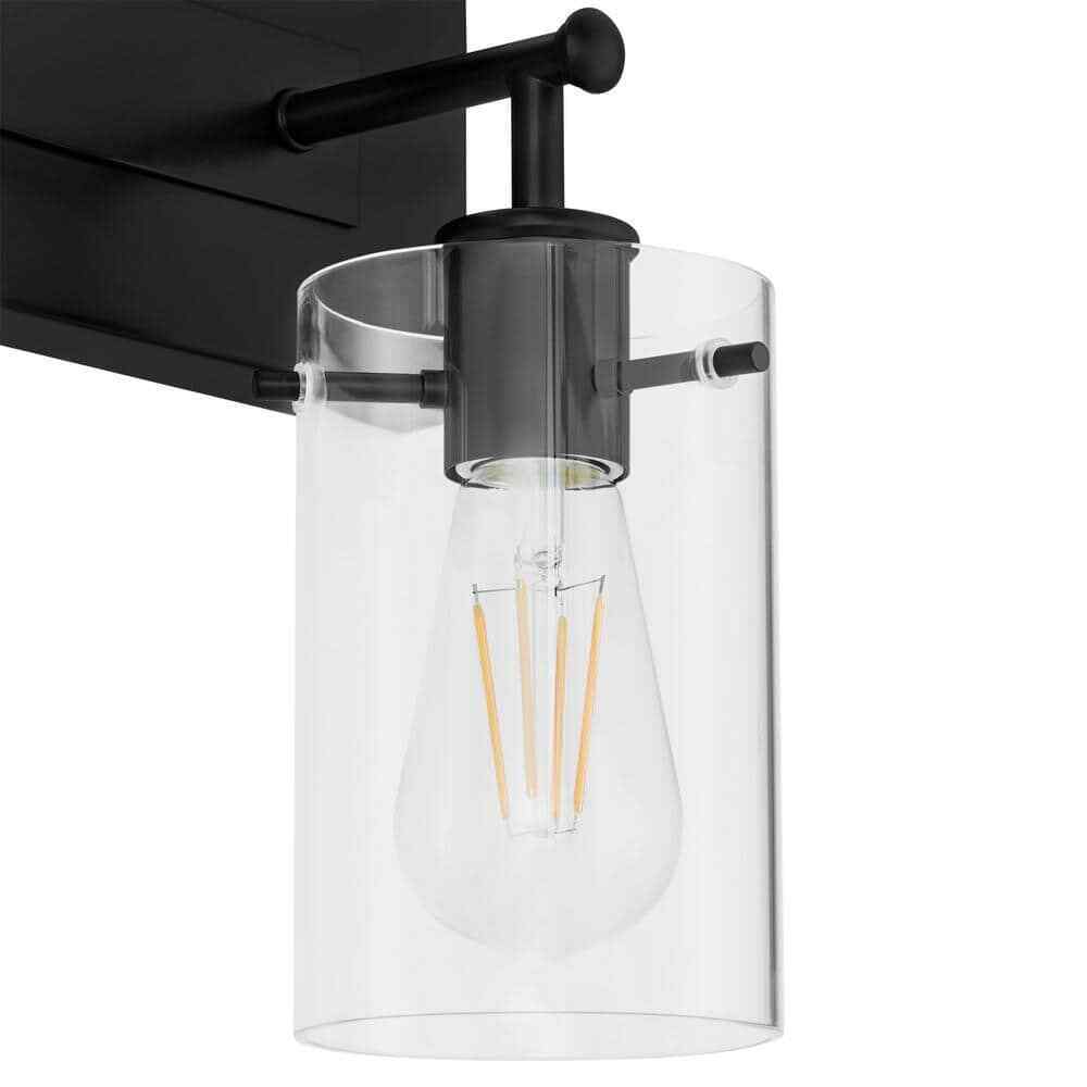Hampton Bay Regan 21 in. 3-Light Matte Black Bathroom Vanity Light