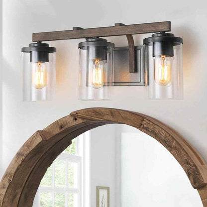 LNC Weyland Farmhouse 20 in. 3-Light Rust Black Bathroom Bar Vanity Light