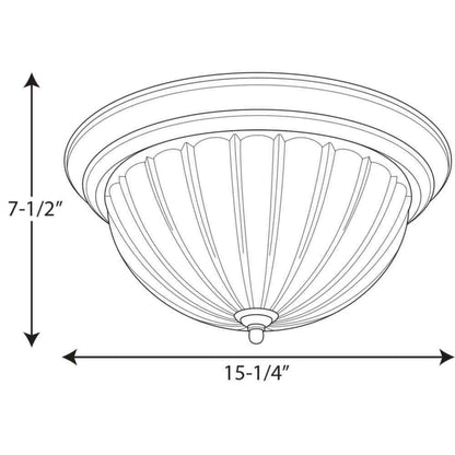 Progress Lighting Melon Glass Collection 3-Light Brushed Nickel Flush Mount