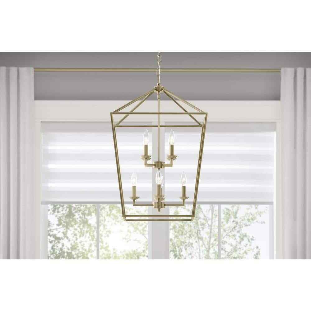 Home Decorators Weyburn 8-Light Brushed Brass Farmhouse Chandelier Light Fixture