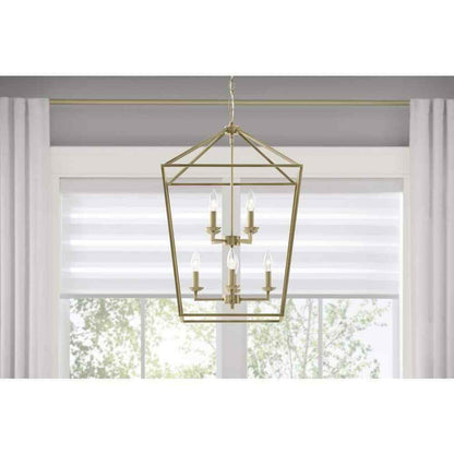 Home Decorators Weyburn 8-Light Brushed Brass Farmhouse Chandelier Light Fixture