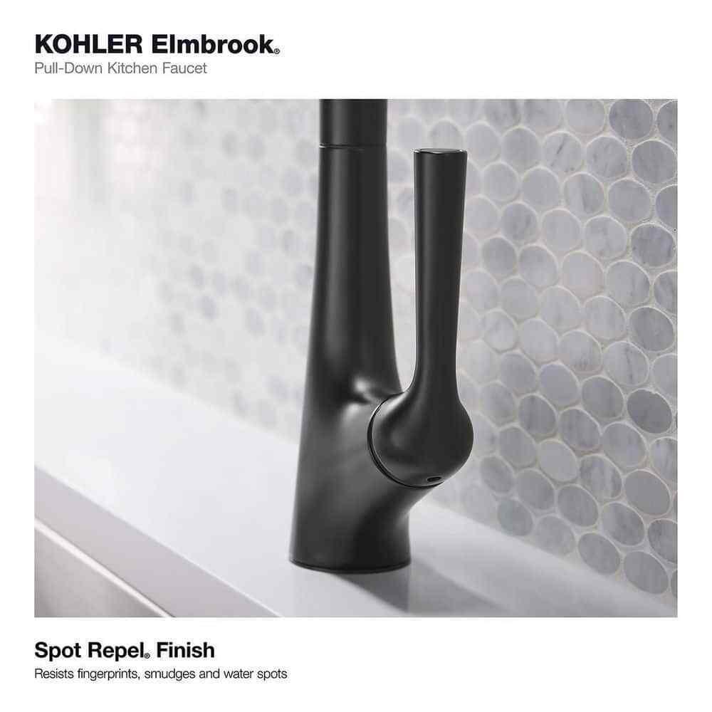 KOHLER Elmbrook Single-Handle Pull-Down Sprayer Kitchen Faucet in Matte Black