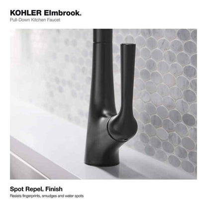 KOHLER Elmbrook Single-Handle Pull-Down Sprayer Kitchen Faucet in Matte Black