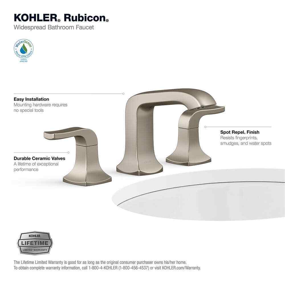 KOHLER Rubicon 8 in. Widespread Double Handle Bathroom Faucet in Brushed Nickel