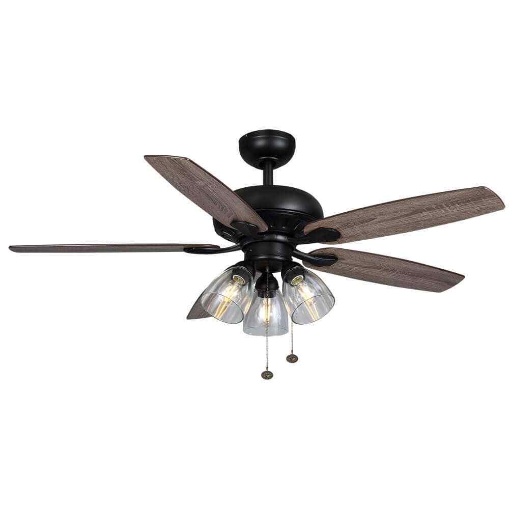 Hampton Bay Rockport 52 in. LED Matte Black Ceiling Fan 91854