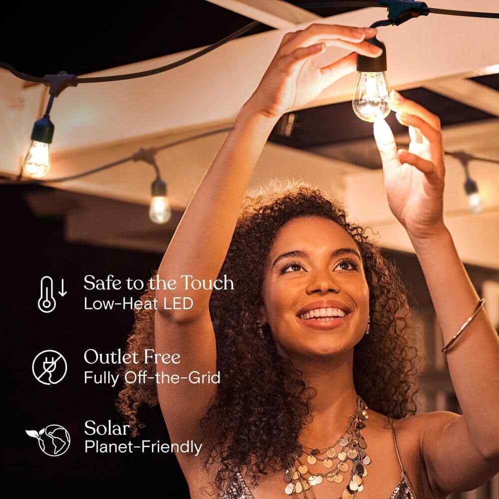 Brightech Ambience Pro 15-Light 48' Solar 1W 2700k LED S14 Hanging String-Light