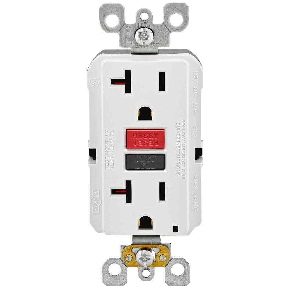 Leviton 20 Amp Self-Test SmartlockPro Slim Duplex GFCI Outlet White