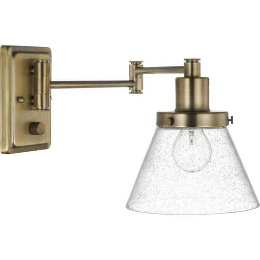Progress Lighting Hinton Gold Vintage Brass Swing Arm Adjustable Wall Sconce