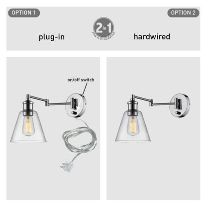 Globe Electric LeClair 1-Light Chrome Swing Arm Wall Sconce 65704