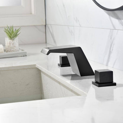 UKISHIRO 8 in. 2-Handle Low-Arc Bathroom Faucet in Spot Defense Matte Black