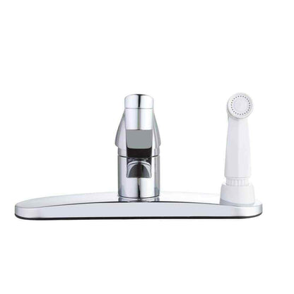 Glacier Bay Single-Handle Standard Kitchen Faucet in Chrome w/White Deck Sprayer