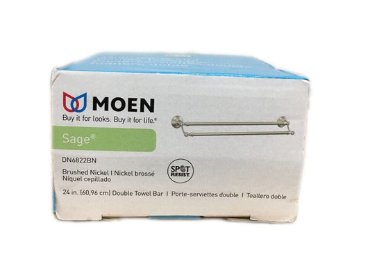 MOEN Sage 24 in. Double Towel Bar in Spot Resist Brushed Nickel DN6822BN