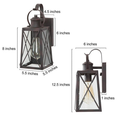 LNC Craftsman 1-Light Rusty Bronze Outdoor Wall Lantern Sconce 2-Pack