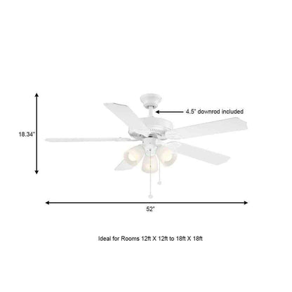 Brookhurst 52 in. LED Indoor White Ceiling Fan with Light Kit