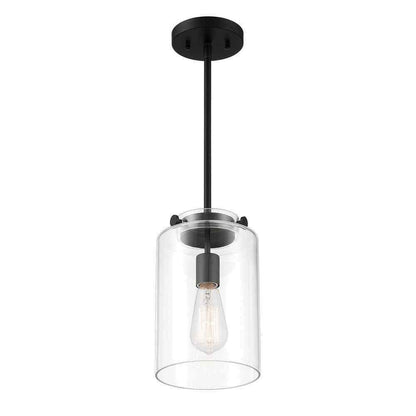 Hampton Bay Mullins 6.75 in. 1-Light Coal Mini Pendant Hanging Light