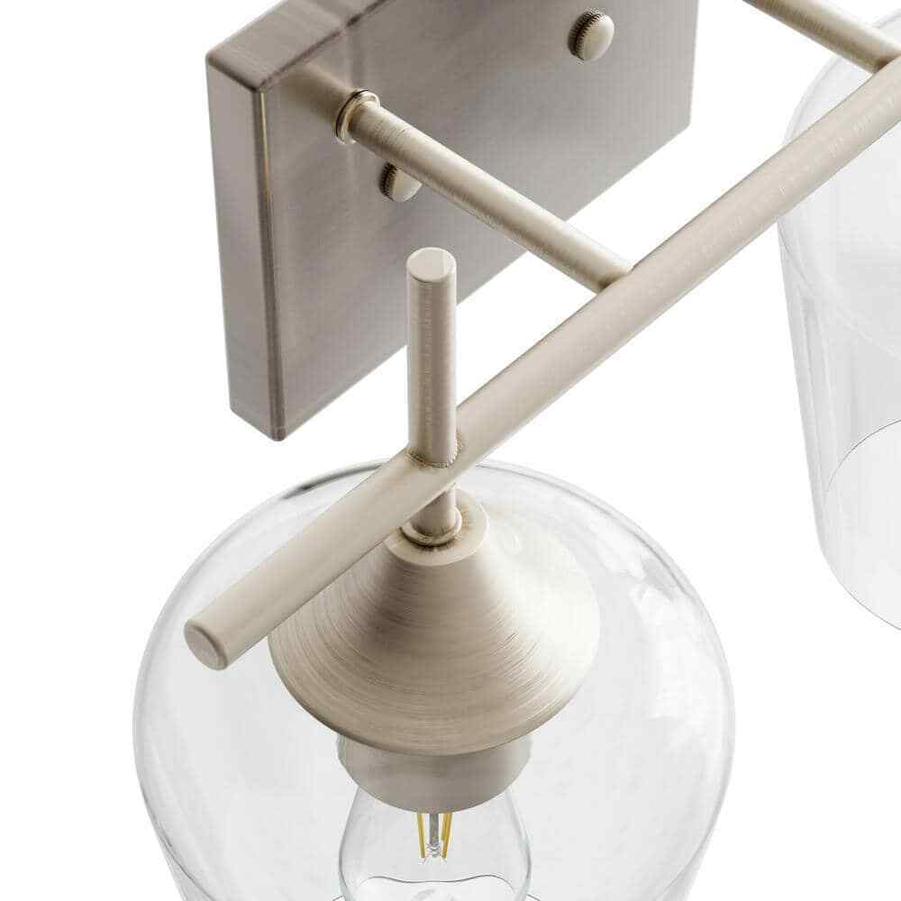 Merra 2-Light Brushed Nickel Wall Sconce Vanity Lights with Glass Shade