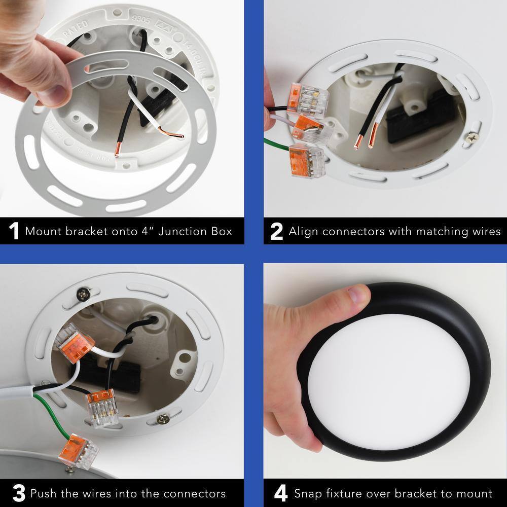 NEXT GLOW Ultra Slim Edge-lit 5 in. Round Black 4000K Ceiling Light Flush Mount