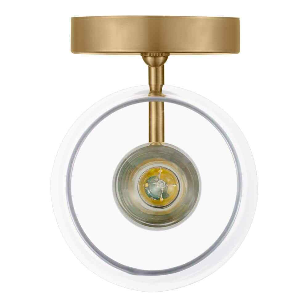 Hampton Bay Pavlen 5.5 in. 1-Light Antique Brass Sconce with Clear Glass Shade