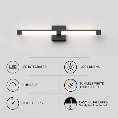 Artika Tivoli 27 in. Integrated LED Matte Black Vanity Light Bar Wall Fixture