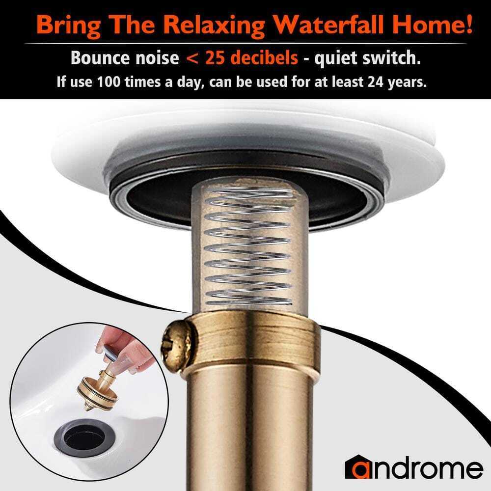 androme Single Hole Handle Waterfall Bathroom Faucet Bathroom Sink Faucet Black