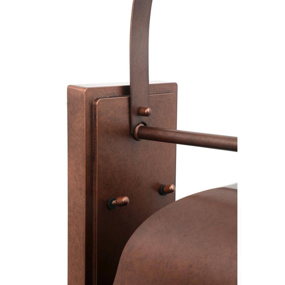 Hampton Bay Warwick 28" Aged Copper Finish Hardwired Wall Lantern Seeded Glass