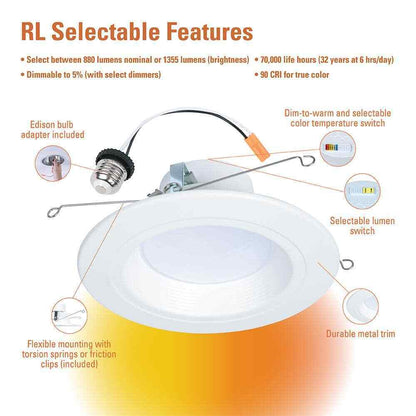 HALO RL56 Series 5/6 in. Recessed LED and Lumens Integrated LED Matte White